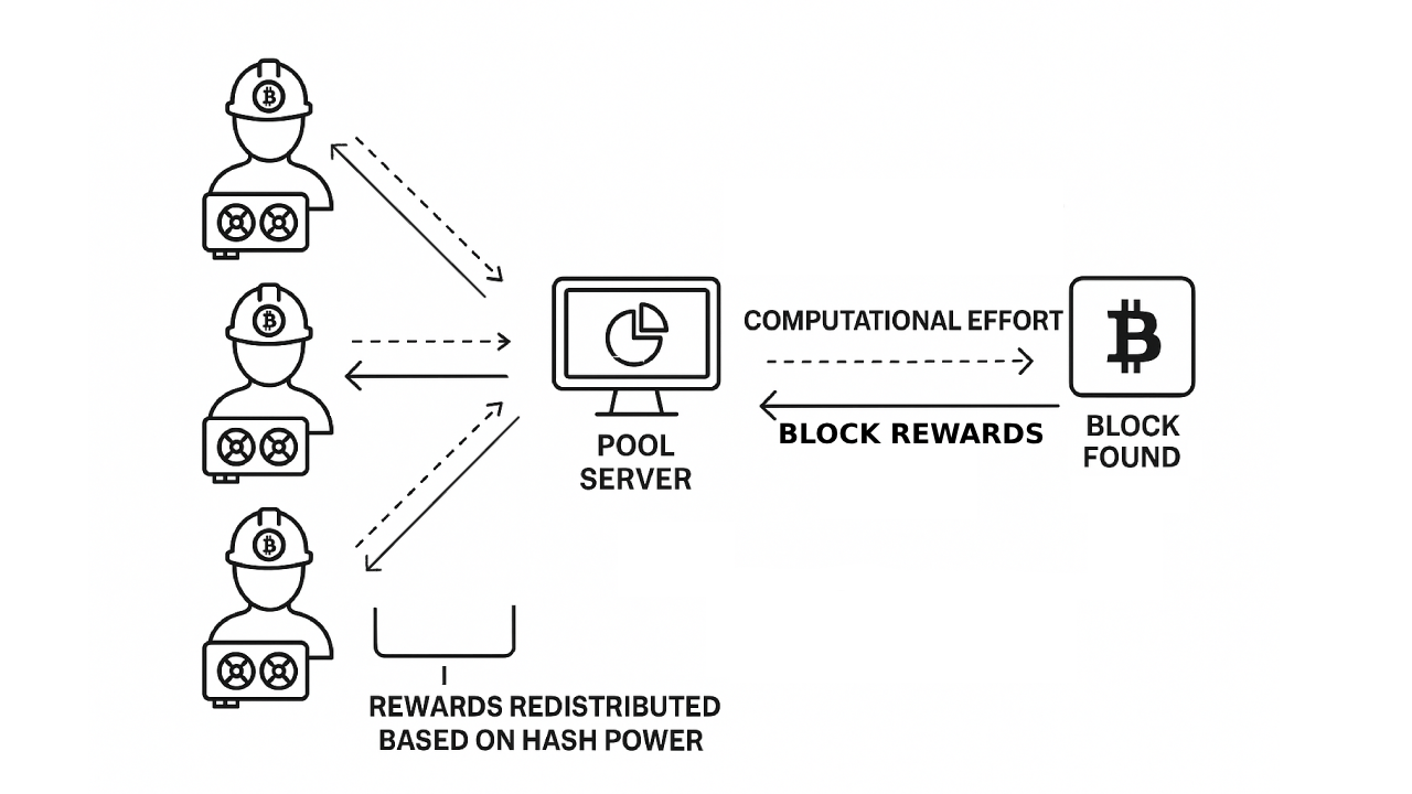 rewards-distribution-based-on-hash-power.png - An illustrative diagram to show how rewards are distributed based on hashpower